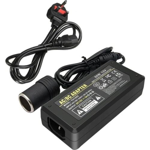 Car Cigarette Lighter Charger Converter Fireproof Enclosure Converter Adapter Inverter Power Supply Transformer 220V-12V 5A 60W