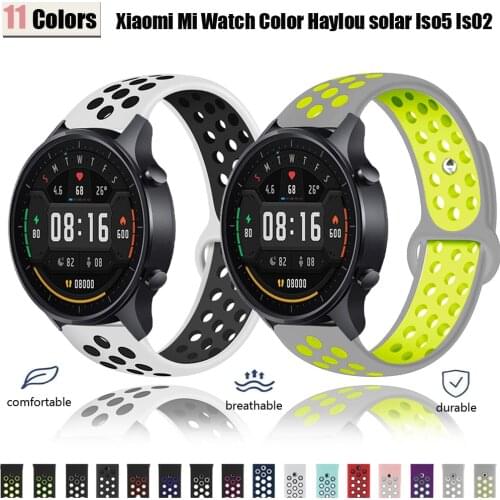 20/22mm Strap for Xiaomi Mi Watch Color Haylou solar LS05 Band Replacement Bracelets for xiaomi haylou ls02 Silicone Wrist Belts