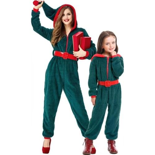 Christmas cosplay adult and kid costume parent-child animal costume Christmas Christmas tree jumpsuit holiday dress elf cosplay