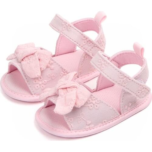 2021 Sunmer Lovely Bows Baby Sandals Soft Cotton Sole Summer Shoes Newborn Baby Girls Sandals Non-Slip Infant Toddler Sandals