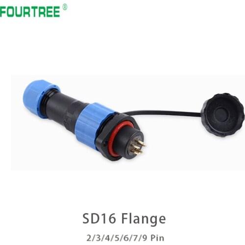SD16 Flange IP68 Waterproof Cable Connectors Plug & Socket Male And Female 2 3 4 5 6 7 9 Pin Aviation Quick Connection