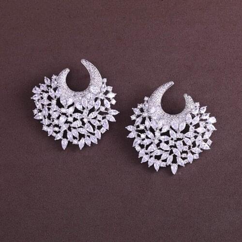 Earring better New flower shape and Cubic Zircon stud Earrings for Women gift for free shipping