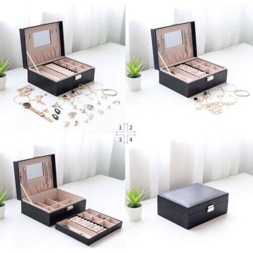 Princess jewelry box fashion ladies with necklace chain earrings jewelry box small PU storage box home simple jewelry display