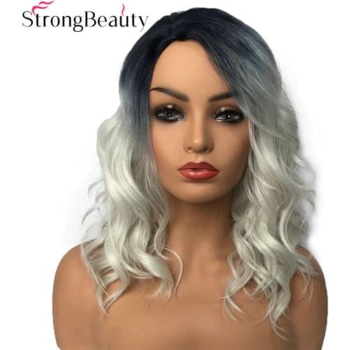StrongBeauty Synthetic Wig Women Wigs Long Wavy Gray Wigs Drag Queen Wigs Hairpieces For Women