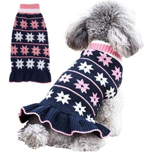 Dog Sweater Princess Dress Cat Sweatshirt Sleeveless Knitted Sweater Skirt For Girl Small Dogs Dachshund Chihuahua Clothing