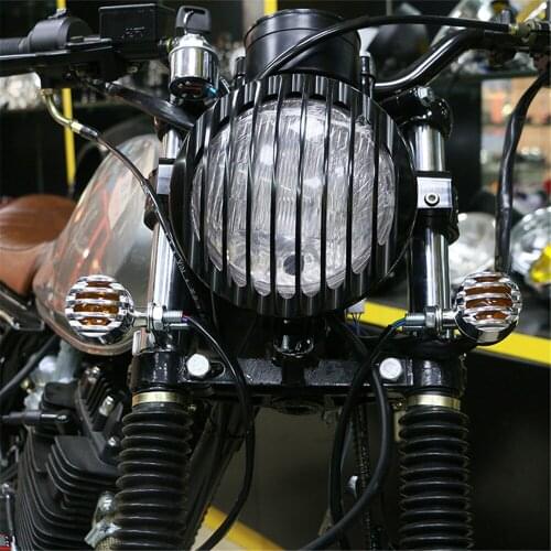 Universal Halogen 6 " Motorcycle Retro Grill Headlight Headlamp For Harley Chopper Bobber Cafe Racer Touring Bikes