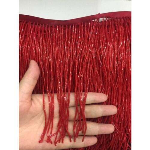 Stock tassel 5 yards/bag ym287# Red 15 cm beads fringe clothing items for sawing dress fringe trim alibaba express