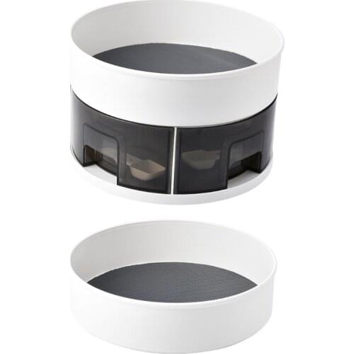 T3EC 360 Rotating Spice Rack Kitchen Turntable Organizer Non Slip Storage Container Multi-Function Rack Shelf Single/Double Tray