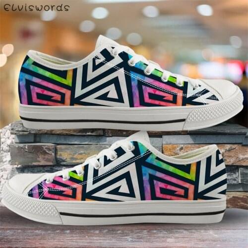 ELVISWORDS Funny Colorful Gradient Maze Print Women Girls Classic Low Top Canvas Shoes Unisex Casual Walking Footwear Zapatillas