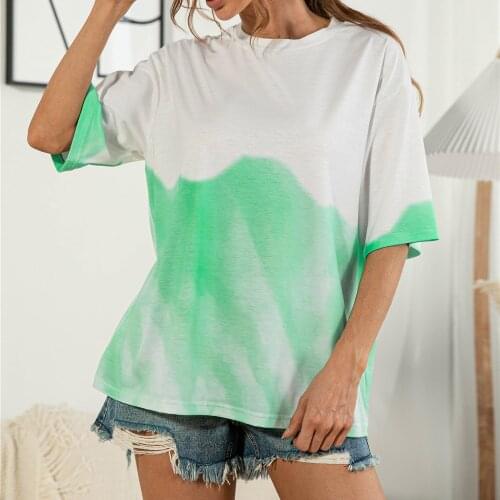 Tie-dye Pinted T-shirt Women Summer Loose O Neck Harajuku Style Tee Tops Girl Fashion Casual Hip Pop Streetwear 2021 New Hot