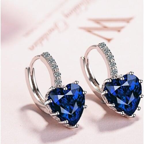 BAYTTLING New 925 Sterling Silver 18MM Luxury Multicolor Heart Zircon Earrings For Women Fashion Birthday Party Jewelry Gifts