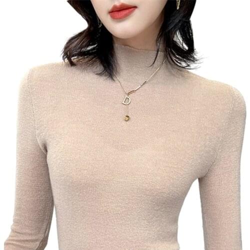 Womens Sweaters 2021 Autumn Thin Tops Korean Slim Female Pullover Knitted Cashmere Sweater Jumper Long Sleeve Soft Pull Femme