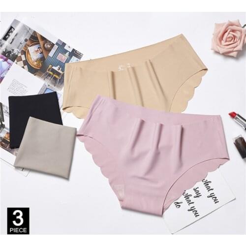 Women Ice Silk Panties Sexy Seamless Briefs Underwear Cotton Girls Panty Set Ladies Bikini Underpants Dropshipping 3 Pcs/lot