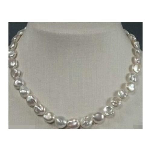 +++ 02073 10-12mm south sea keshi white pearl necklace AAA 18"