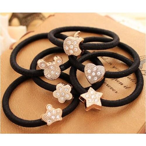 1pcs New Korean Fashion Kids Girl Hair Accessories Cute Black Elastic Hair Bands Girl Hairband Hair Rope Gum Rubber Head Band