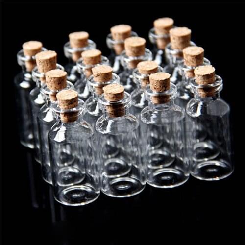 10pcs/set Empty Small Glass Bottle Vials Home Decoration Glass Jars Cheap Cork Stopper Make Wishes Small Glass Bottle 18x40mm