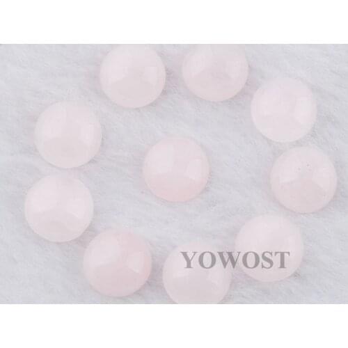 20pcs Rose Quartzs Stone Cabochon 12mm for Jewelry Making No Hole Flat Back fit Round Stud Earring Jewelry Accessories QU3262