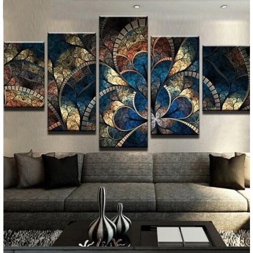 5D DIY diamond painting 5 pcs"abstract Fantasy Flower" For Living Room Home Decor Painting Wall Pictures square Rhinestone decor