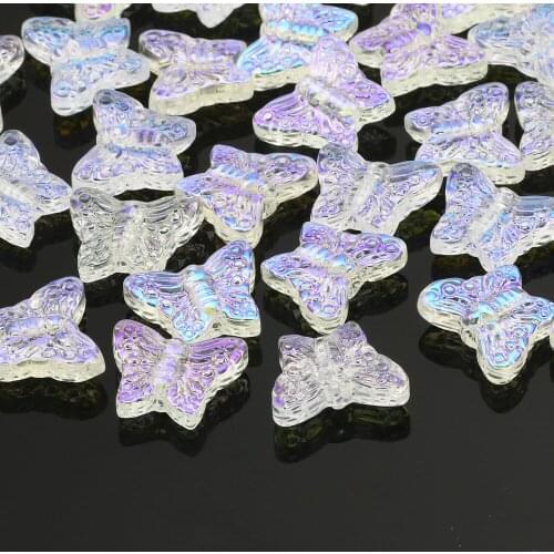 White Transparent Butterfly Glass Beads 30pcs 12x16mm Loose Spacer Beads For Jewelry Making Diy Necklace Bracelet Accessories