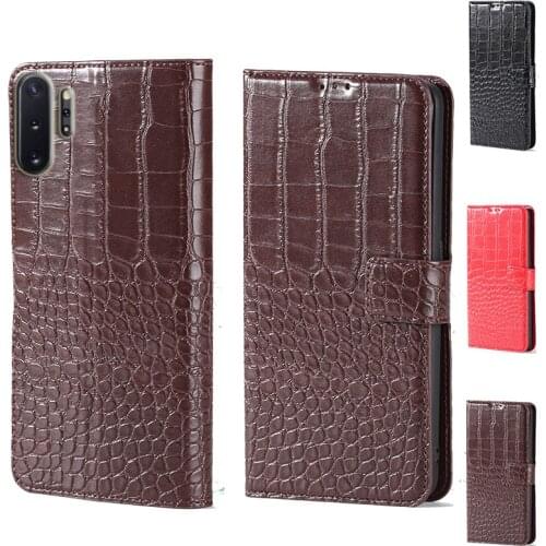 Crocodile design Flip Leather Wallet Phone Case For Samsung Galaxy Note 10 Plus N975F Stand function Phone cover card slot