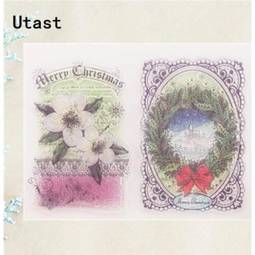 Flower Wreath Christmas Clear Silicone Stamps /Transparent Rubber Stamp for DIY Scrapbooking/Photo Album Decorative Craft Making