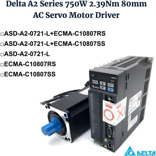 Delta A2 750W 2.39Nm kit ASD-A2-0721-L ECMA-C10807RS ECMA-C10807SS Brake AC servo Motor Driver 0.75KW 220V 3000rpm 80mm 20-bit