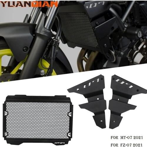 For YAMAHA MT07 MT-07 FZ07 FZ-07 2021 MT FZ 07 Motorcycle Radiator Grille Grill Guard Cover Protector & Radiator Side Cover kit