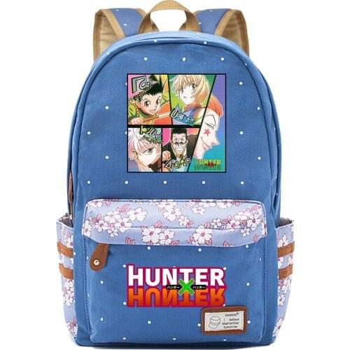Anime HUNTER×HUNTER Flower Dot Boys Girls Kids School Book Bags Women Bagpack Teenagers Schoolbags Canvas Men Laptop Backpack