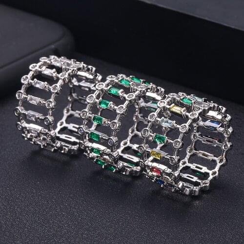 Jankelly Charm 3 Colors Bridal Wedding Rings Sterling Silver with Charm Shiny Clear Austrian Crystal Dubai Jewelry Top Quality