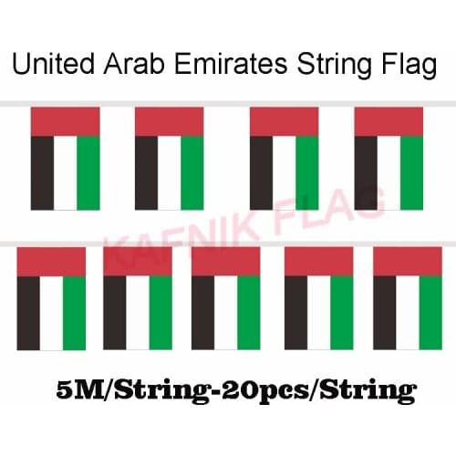 KAFNIK,5 meters 20 faces 14*21CM united Arab emirates String Flag For Party Decoration