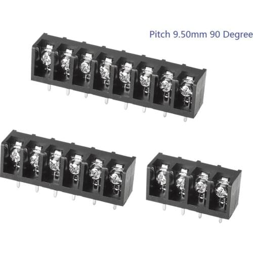 100pcs Barrier terminal block 9.5 mm pitch 2 Pole 3 4 5 6 7 8 9 10 Pin 90 Degree PCB 300V 30A through hole Horizontal PCB Wire