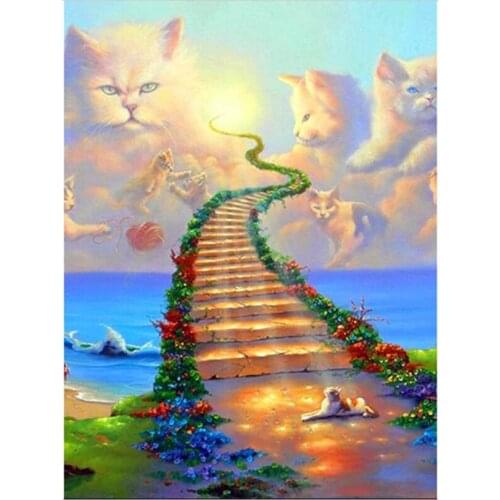 Full Square/Round Drill 5D DIY Diamond PaintingParadise cat 3D Embroidery Cross Stitch Mosaic Home Decor