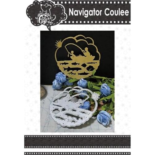 Metal cutting mold 2021 father and son seaside fishing dead decoration scrapbooking clear stamp DIY craft creative background