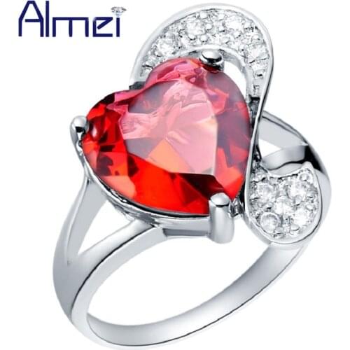 Fashion Crystal Big Stone Rings for Women Gifts Engagement Jewelry Silver Blue/Red/Purple Heart Anel On the Black Friday J090