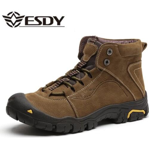 2019 Winter Casual Shoes Men Genuine Leather Fashion Waterproof Warm Plush Lace Up Ankle Boots Mens Snow Boots Male