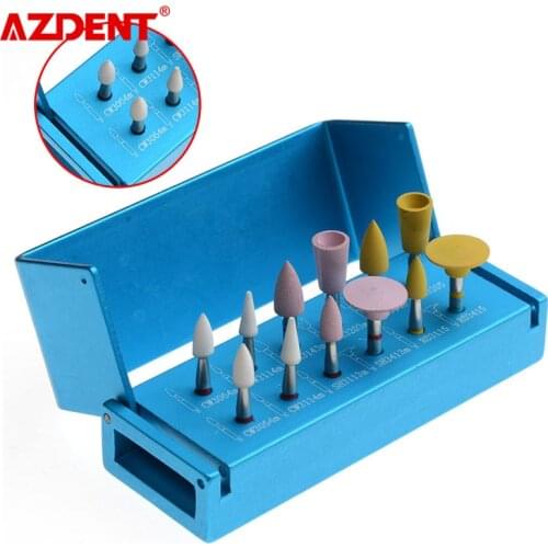 12pcs/Box Dental Porcelain Restoration Polishing Kit RA 2112 for Contra Angle Low Speed Handpiece Silicone Diamond Polishers