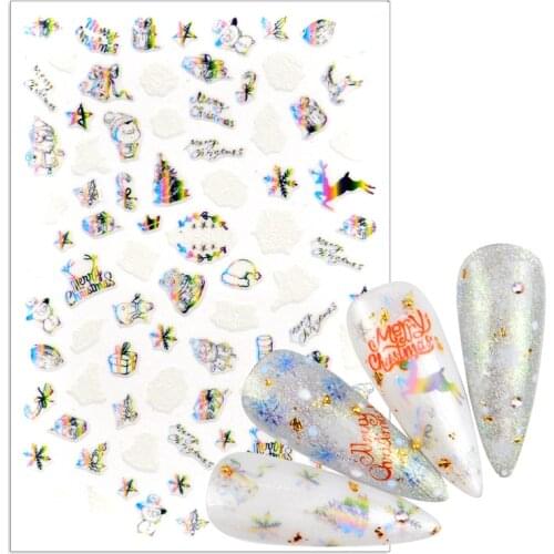 New Years Nail Art Sticker Snowflake Santa Claus Elk Snowman Designs Christma Decals Glue Slider Manicure Decoration