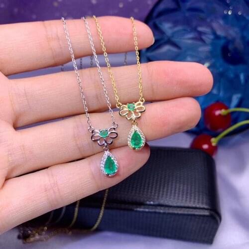 Classic natural Emerald gemstone pendant of necklace with silver jewelry hot selling gift style good cut party birthday gift