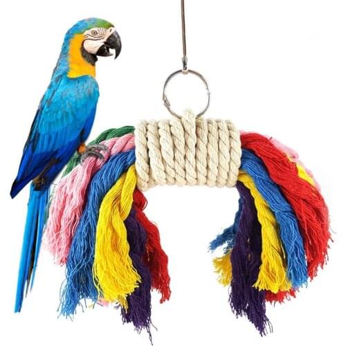 Multicolor Parrot Chewing Toy Bite Resistant Bird Tearing Toy Parakeet Cotton Rope Toy Pet Training Toy Bird Cage Accessories
