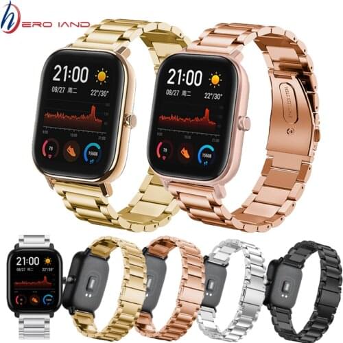 Stainless Steel Wrist Strap For Xiaomi Huami Amazfit GTS/GTR 42MM Smart Watch Band Replace Bracelet For Amazfit Bip S Youth 20MM