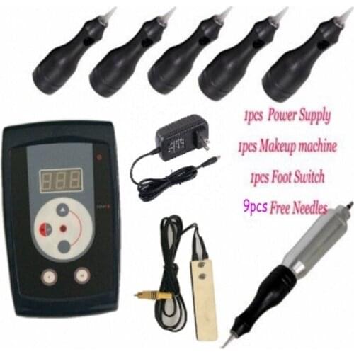 Royun 12V XD990 Permanent Makeup Tattoo Machine Pen Needle Power Supply Footswitch Pedal Kit