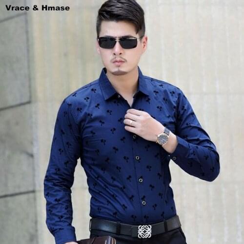 Fashion printing mercerized cotton high quality boutique men shirt Spring&Summer New arrival bussiness casual long sleeve shirt