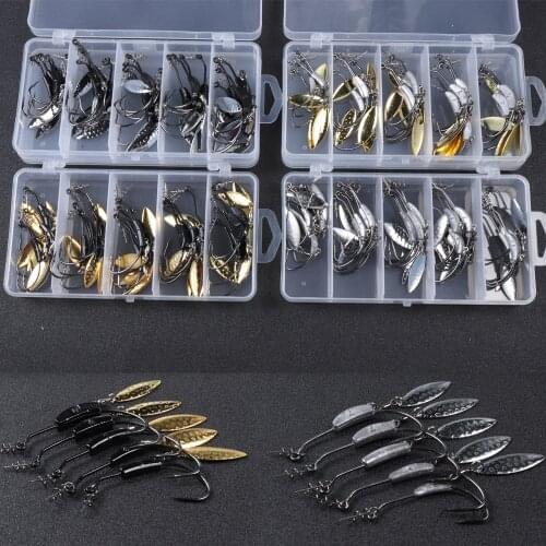 25pcs/Box Mixed 5 Size Weighted Swimbait Hook with Blade Attachment Fishing Lures Jig Heads Weighted Twistlock Crankbait Fishing