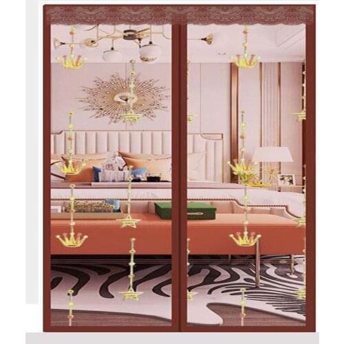 Embroidery Star Crown Summer Door Anti-Mosquito Net Fly Bug Insect Curtains Magnetic Automatic Closing Bedroom Kitchen Mesh