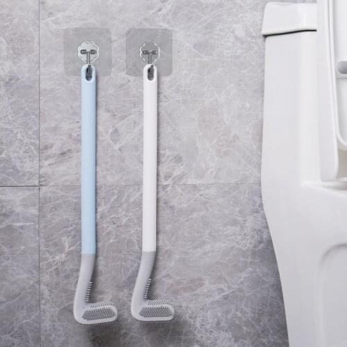 TPR Silicone Bristles Golf Toilet Brush Holder Bathroom For WC Drainable Handled Wall-Mounted Cleaning Tools Home Accessories