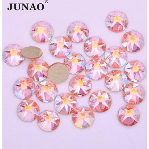 JUNAO 16 Cut Facets SS10 SS16 SS20 SS30 Glitter Nail Rhinestones Gems Flatback Round Crystal Beads Strass for Nails Accesorios