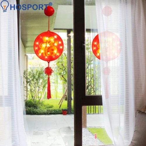 Wedding Home Indoor Decoration China Spring Festival Lantern Ornament Circular LED Hanging Blessing Light 2021