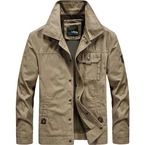 New Casual Jacket Men Spring Outerwear 100% cotton Windbreaker Cargo Coat Army Mens Pilot Flight Bomber Jackets Brand clothing