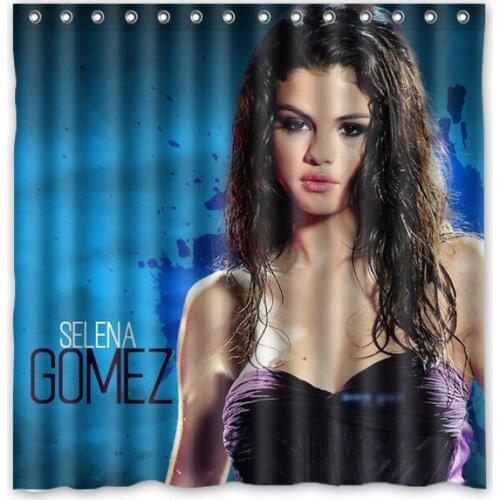 Bathroom Products Polyester Fabric Selena Gomez Printed Shower Curtains Waterproof Washable Curtain 72"*72" 12pcs Hooks