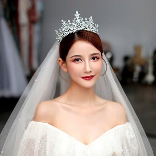 Wedding Hair Tiara Crystal Bridal Headband Silver Color Diadem Veil Hairwear Wedding Hair Accessories Headpieces Head Jewelry